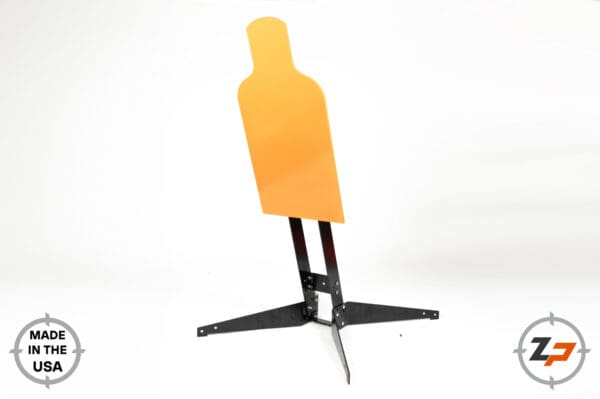 Orange silhouette shaped target with black metal legs